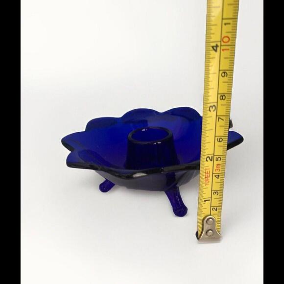 Vintage Cobalt Blue Glass Candlestick Holder - Picture 9 of 10